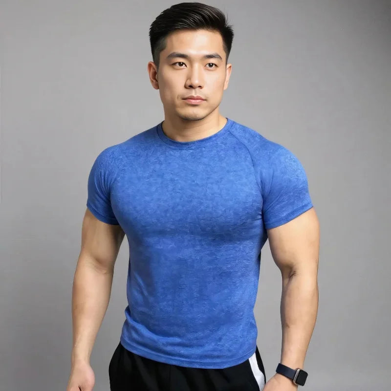 T-shirt de compression Corefit manches courtes bleu 
