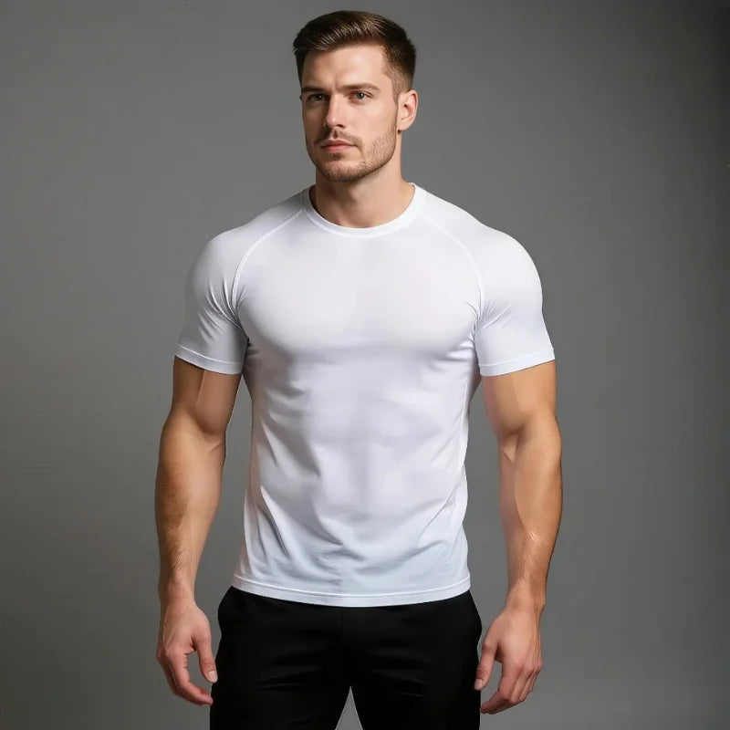 T-shirt de Compression pour musculation StarterFit blanc