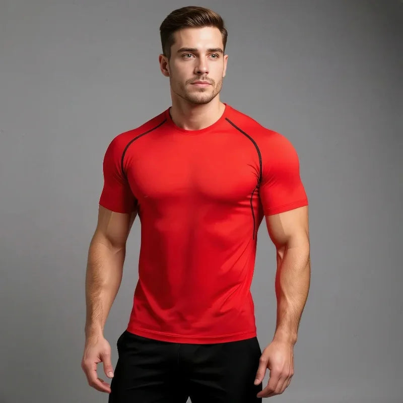 T-shirt de Compression pour musculation StarterFit rouge