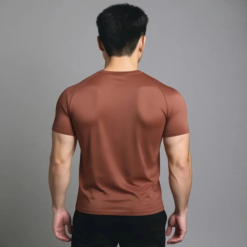 T-shirt de compression Corefit Satin manches courtes marron