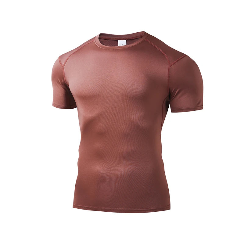 T-shirt de compression Corefit Satin manches courtes marron