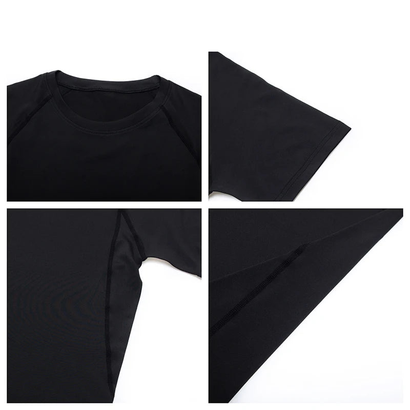 Présentation des coutures du t-shirt à compression à manches courtes