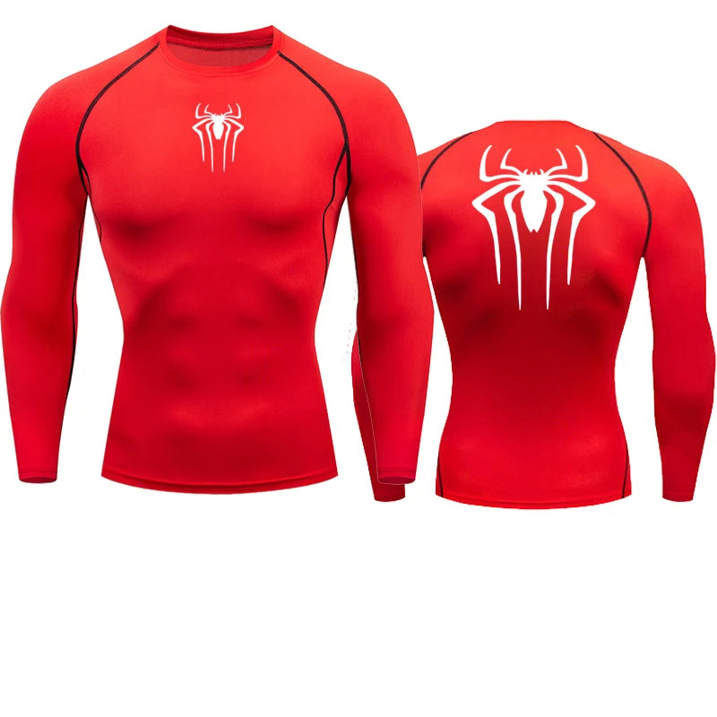 T-shirt de compression Spiderman rouge et blanc manches longues