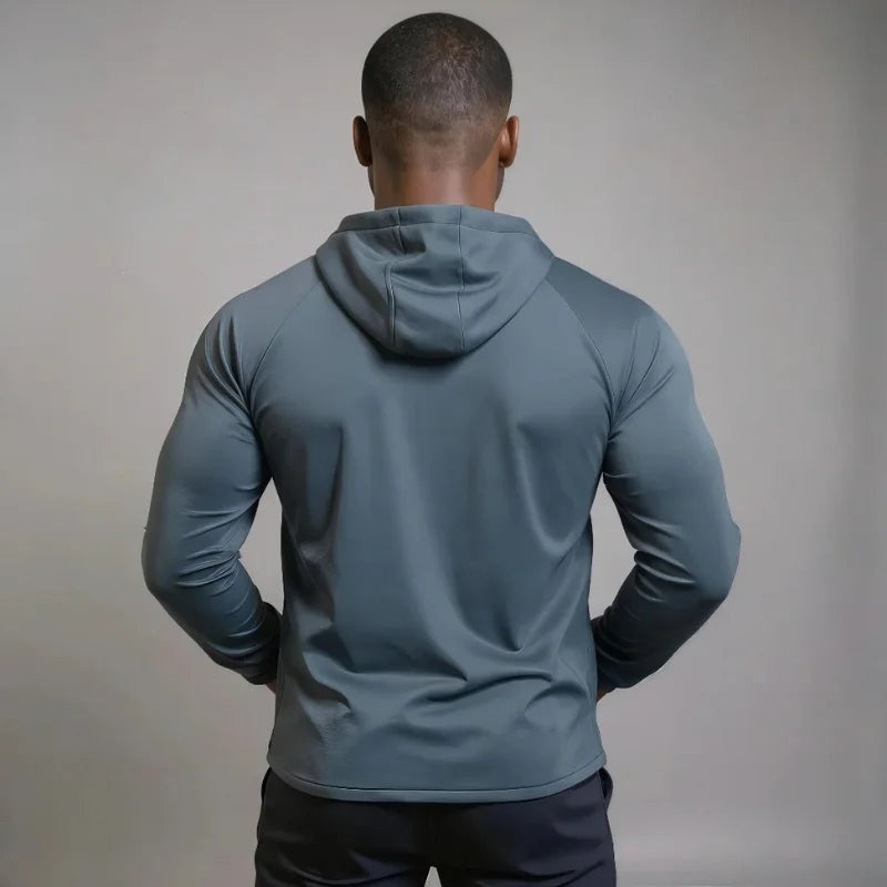 Veste de sport zippé, avec capuche, grise