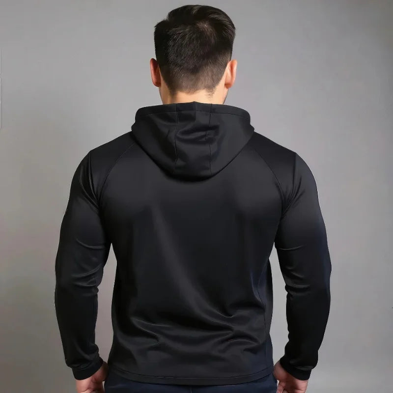Veste de sport zippé, avec capuche, noir
